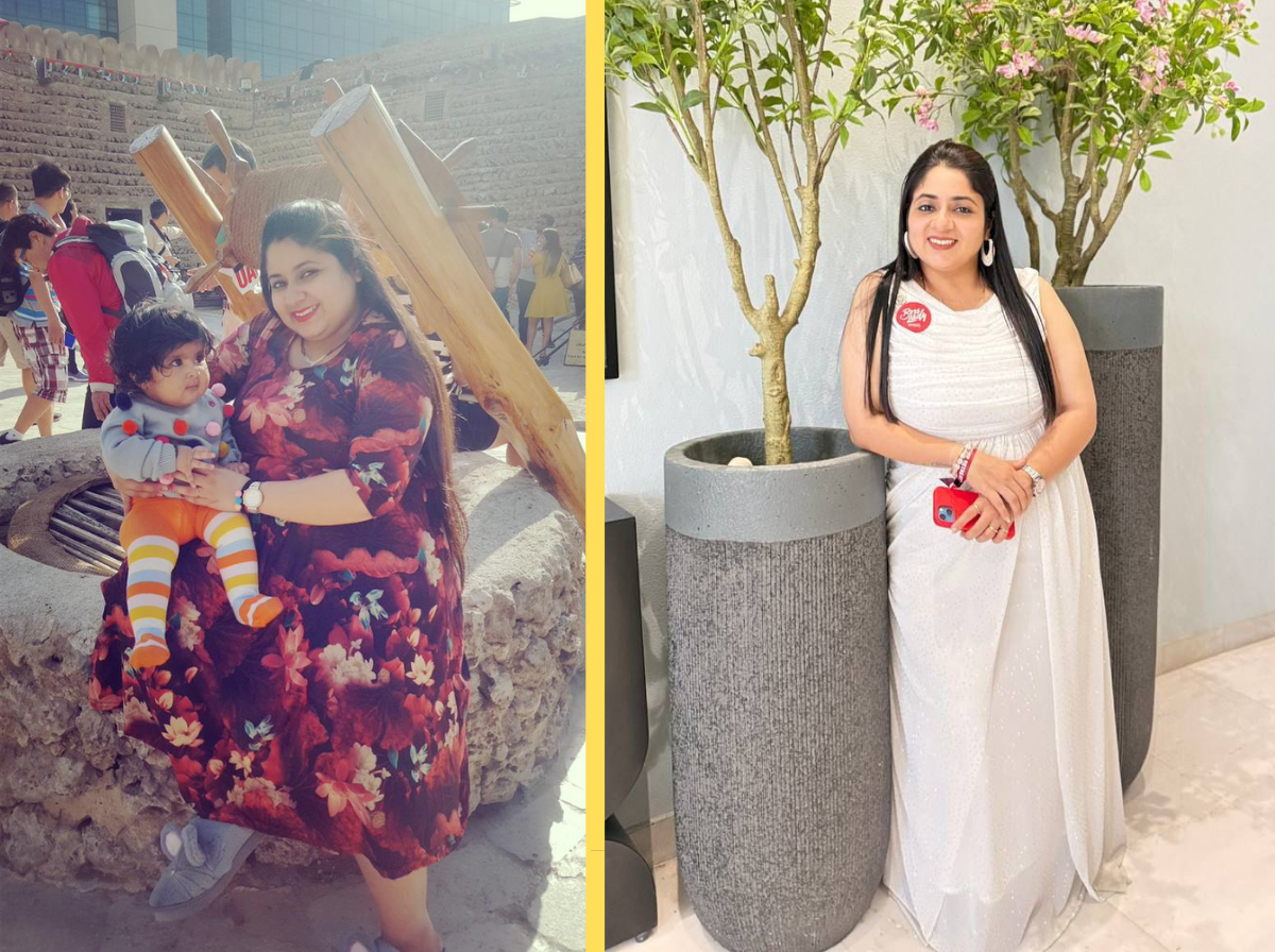 Mansi 17 kg post pregnancy transformation story